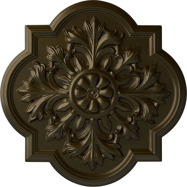 Ekena Millwork Bonetti Ceiling Medallion (Fits Canopies up to 5 1/8"), Hand-Painted Green Gold, 20"OD x 1 3/4"P CM20BOGGS - main